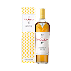 The Macallan Color Collection 12 Years Old single malt whisky bottle next to its yellow cardboard box