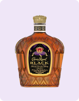 Crown Royal Black Canadian Whisky bottle on a white background.